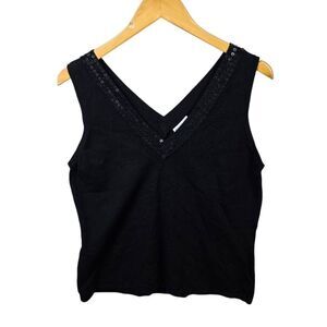 George Black Sequin V-Neck Tank Top